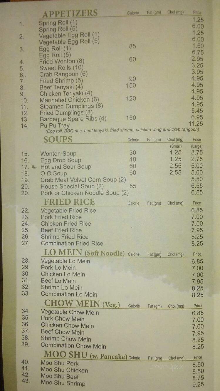 Jimmy's Great China Restaurant - Duncanville, TX menu_pic