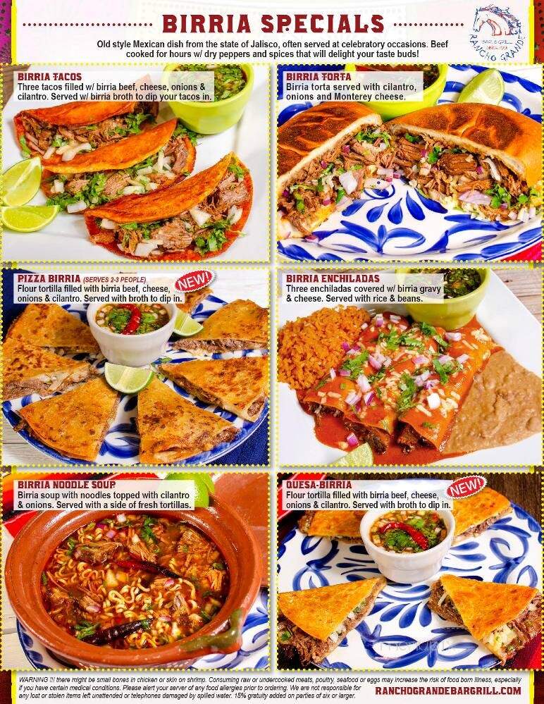 Rancho Grande Mexican Restaurant - Tomball, TX menu_pic