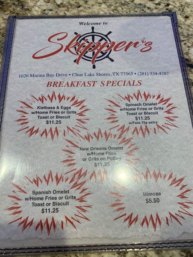 Skipper's Cafe - Kemah, TX menu_pic