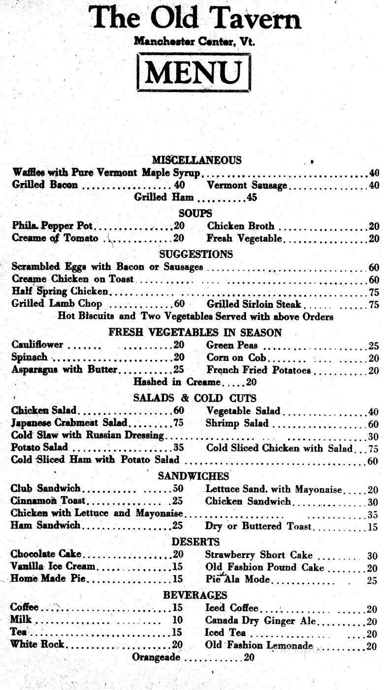 Ye Olde Tavern - Manchester Center, VT menu_pic