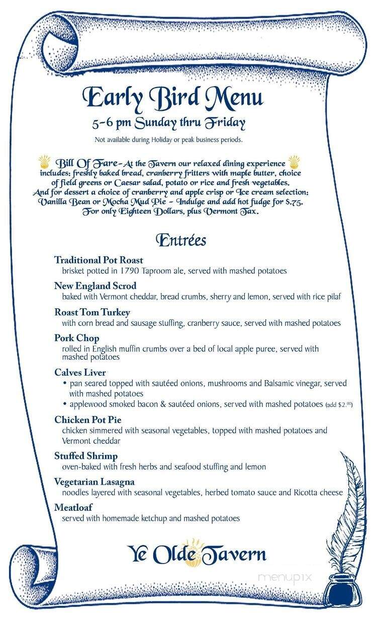 Ye Olde Tavern - Manchester Center, VT menu_pic