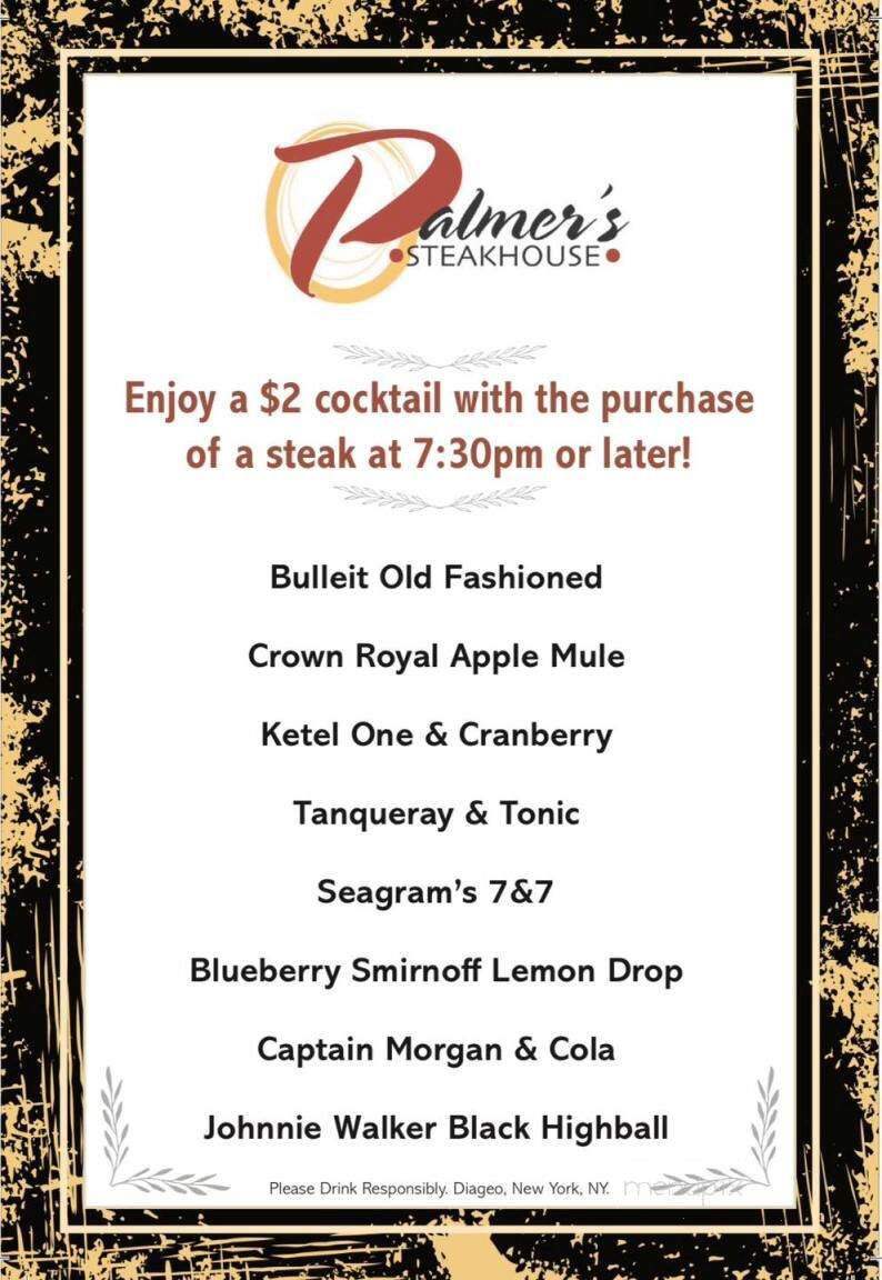 Palmer's Steakhouse - Hartland, WI menu_pic