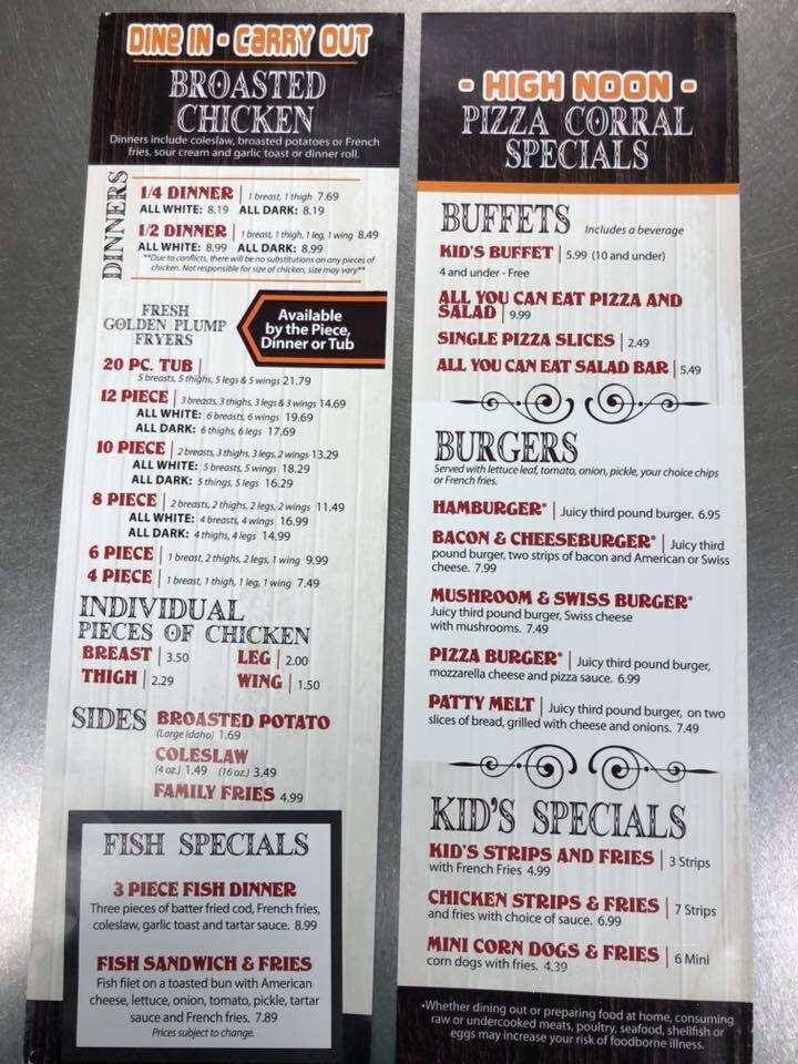 Pizza Corral - Holmen, WI menu_pic