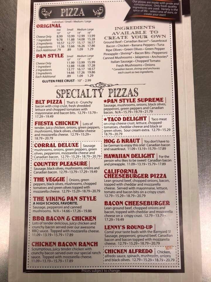 Pizza Corral - Holmen, WI menu_pic