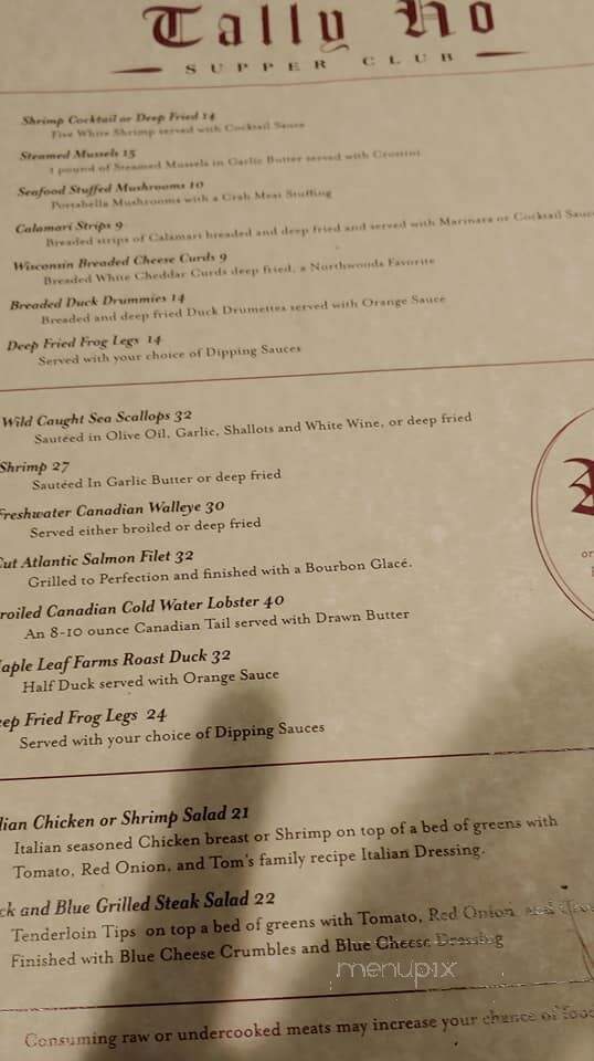 Timber Lodge - Glidden, WI menu_pic