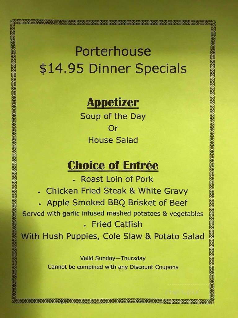 Porter House - Hot Springs, AR menu_pic