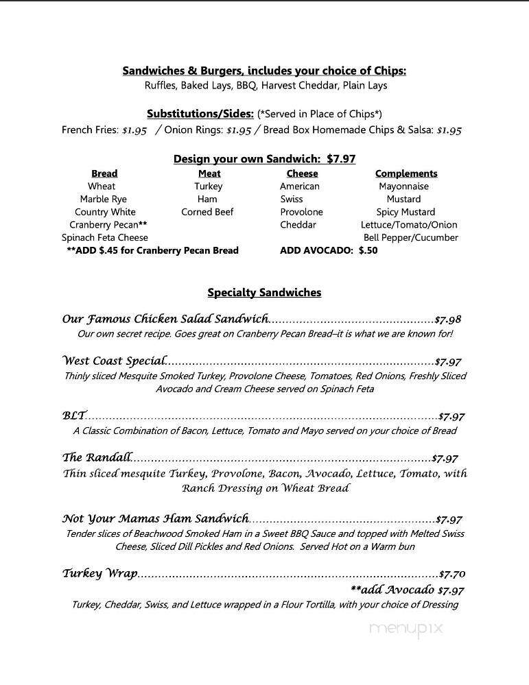 Bread Box - Fort Smith, AR menu_pic