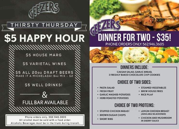 Geezers - Santa Fe Springs, CA menu_pic