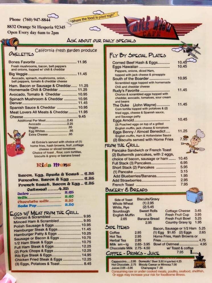 Mile High Cafe - Hesperia, CA menu_pic