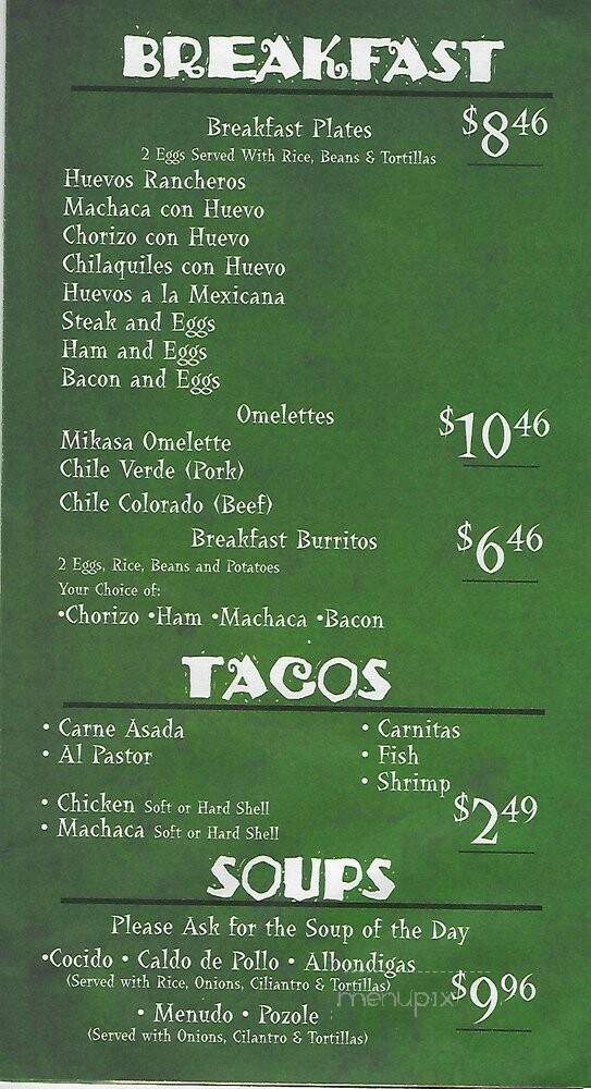 Mikasa Restaurant - Walnut, CA menu_pic