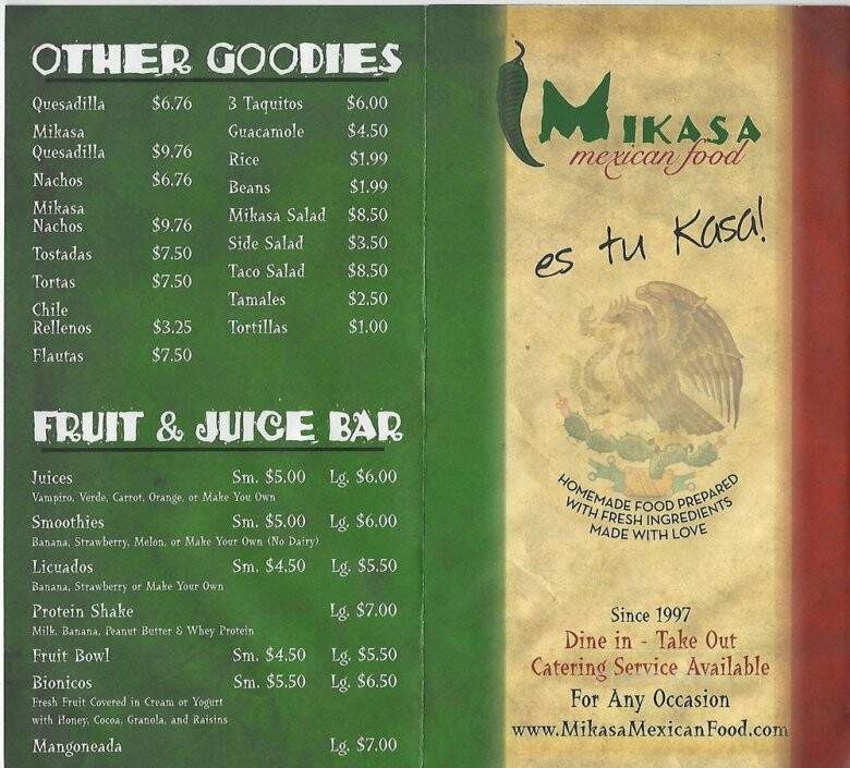Mikasa Restaurant - Walnut, CA menu_pic