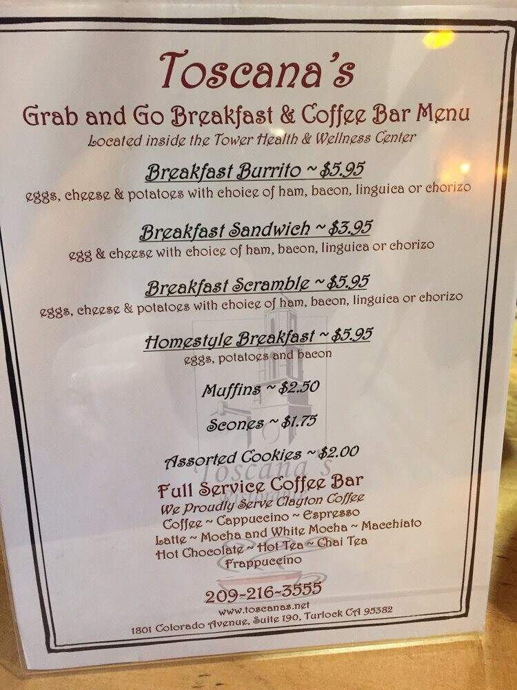 Toscana's Ristorante - Turlock, CA menu_pic