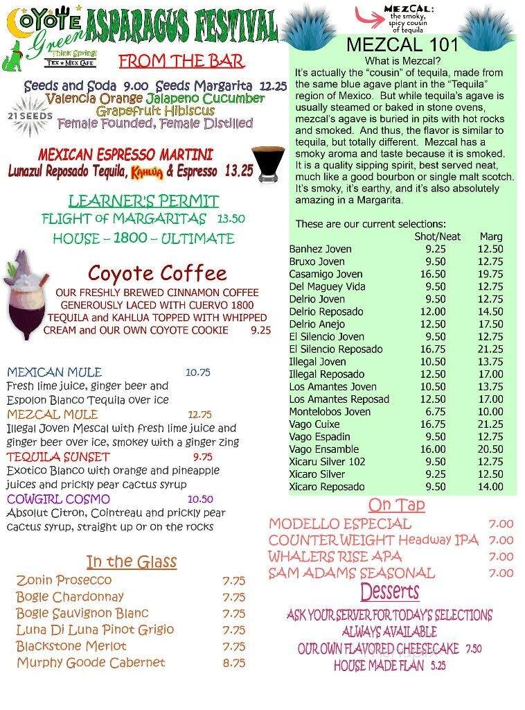 Coyote Blue Tex Mex Cafe - Middletown, CT menu_pic