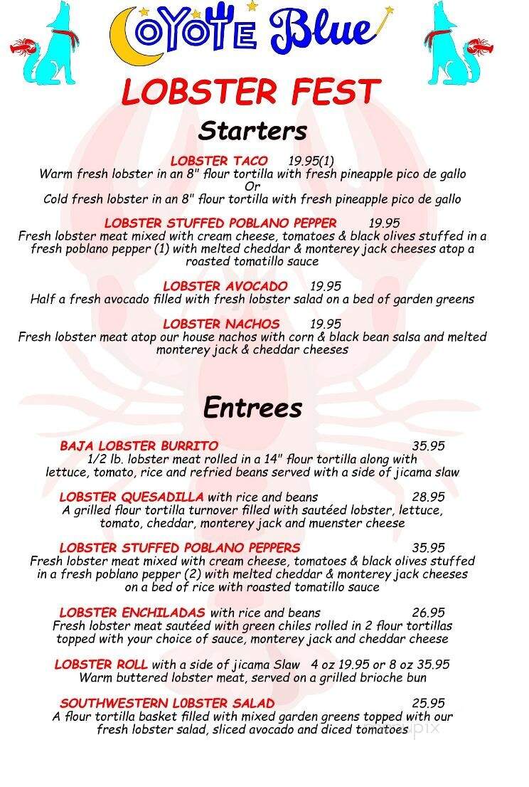 Coyote Blue Tex Mex Cafe - Middletown, CT menu_pic