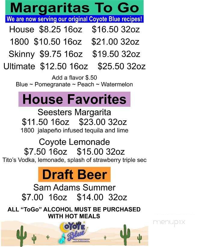 Coyote Blue Tex Mex Cafe - Middletown, CT menu_pic