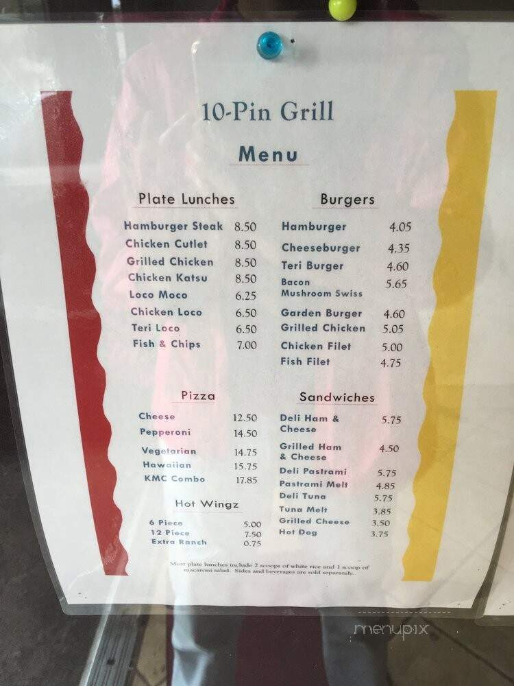 10 Pin Grill - Mountain View, HI menu_pic