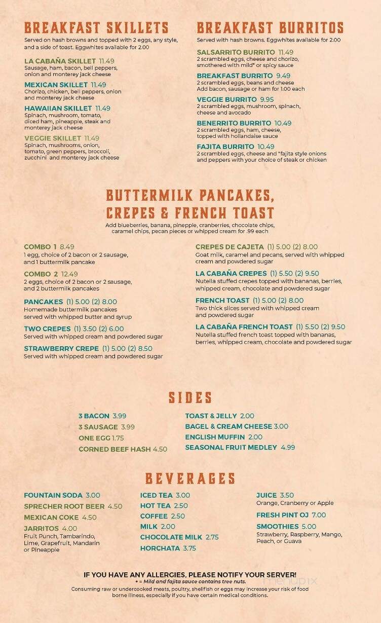 La Cabana - Hubertus, WI menu_pic