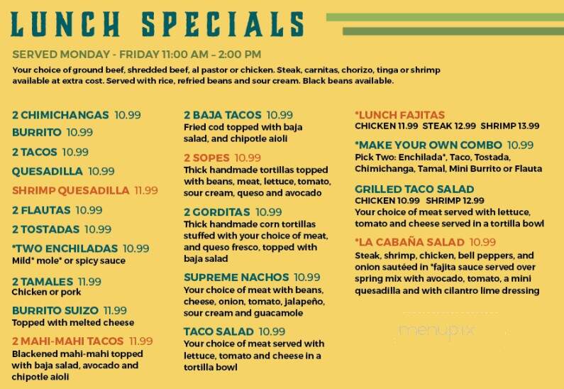 La Cabana - Hubertus, WI menu_pic