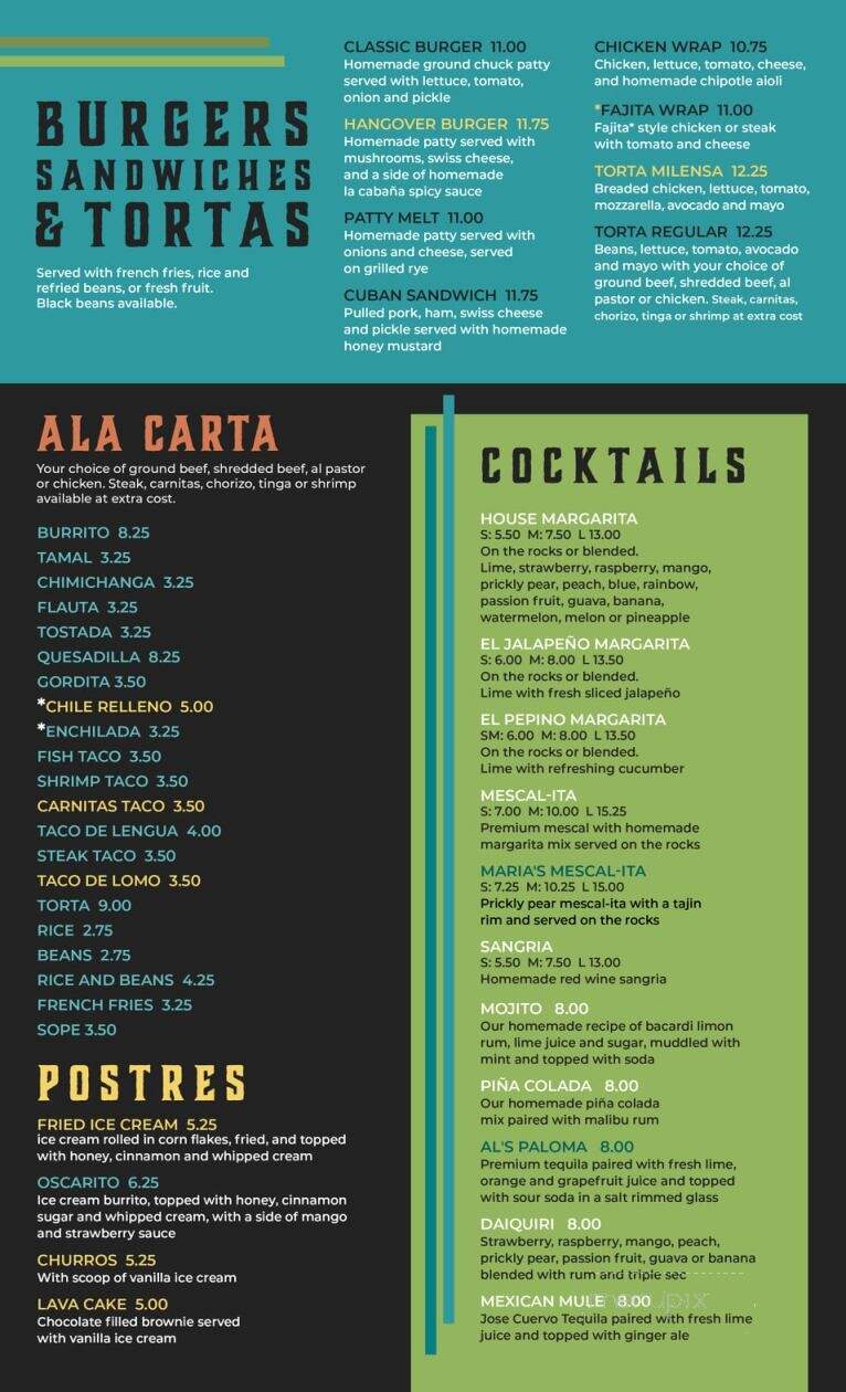 La Cabana - Hubertus, WI menu_pic
