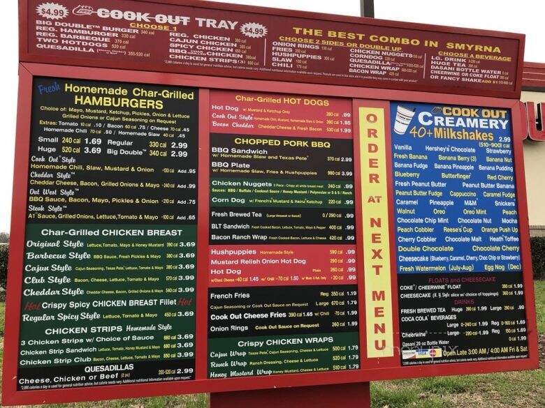 Cook Out - Smyrna, TN menu_pic