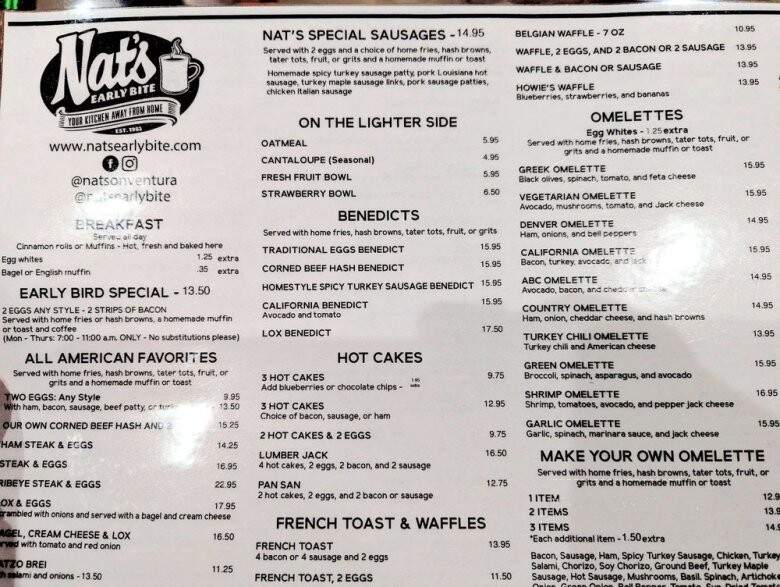 Nat's On Ventura - Los Angeles, CA menu_pic