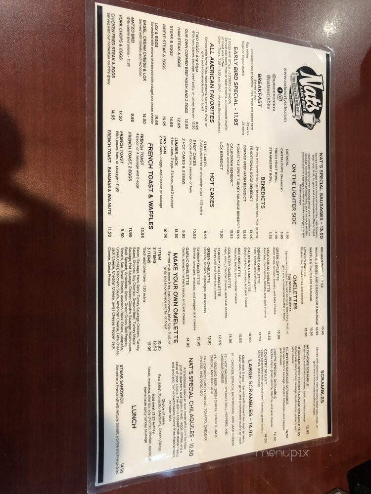 Nat's On Ventura - Los Angeles, CA menu_pic