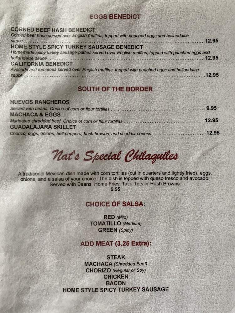 Nat's On Ventura - Los Angeles, CA menu_pic