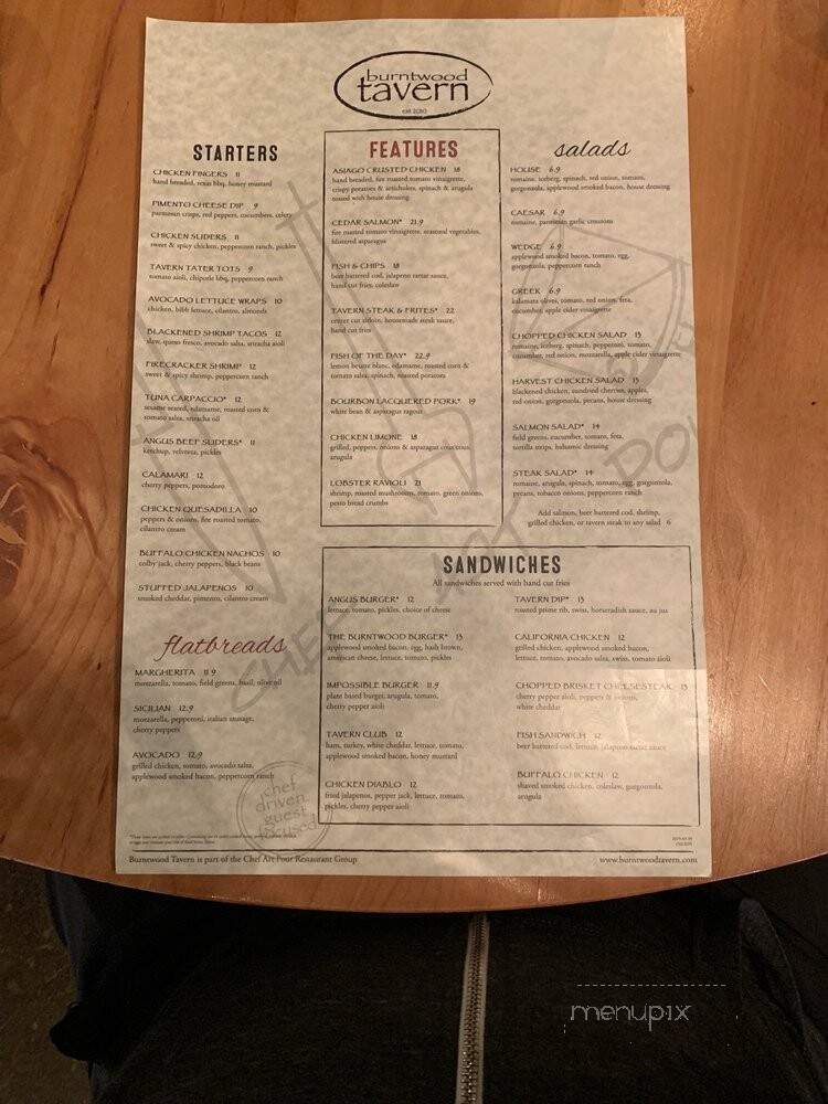 Burntwood Tavern - Canton, OH menu_pic