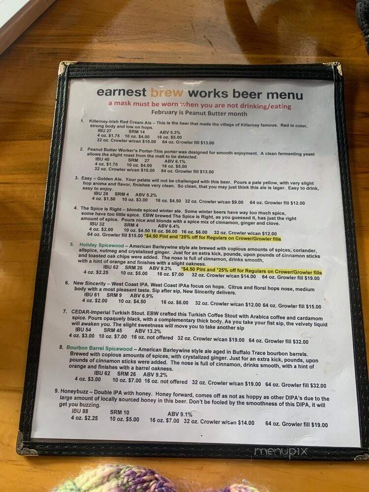 Earnest Brew Works - Toledo, OH menu_pic