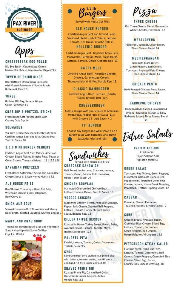 Pax River Ale House - Lexington Park, MD menu_pic