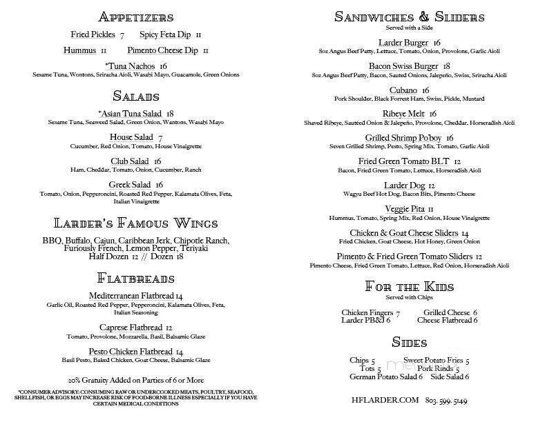 The Hammond's Ferry Larder - North Augusta, SC menu_pic
