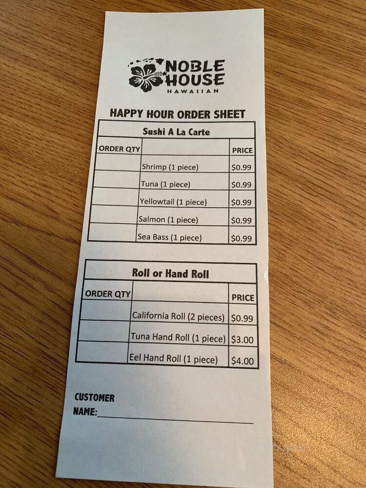 Noble House Hawaiian Plate - Wichita, KS menu_pic