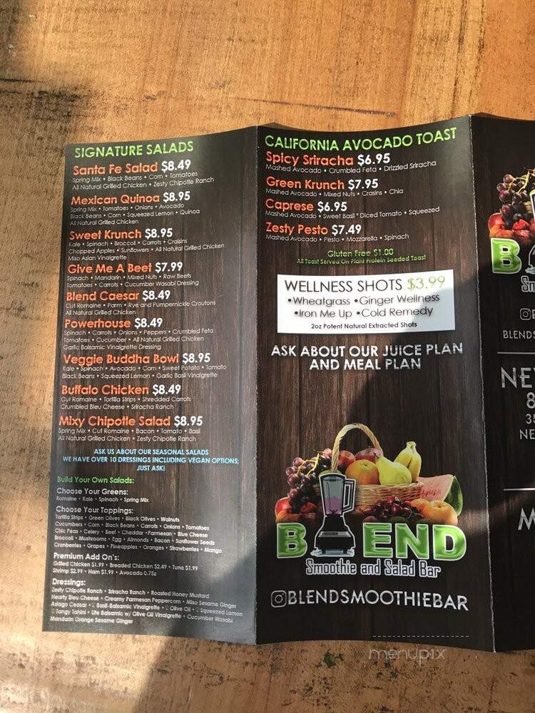 Blend Smoothie and Salad Bar- Middletown - Middletown, NY menu_pic