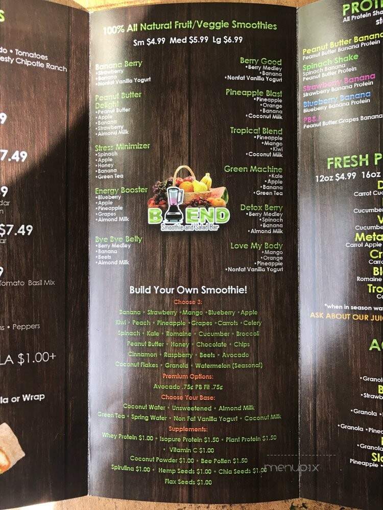 Blend Smoothie and Salad Bar- Middletown - Middletown, NY menu_pic