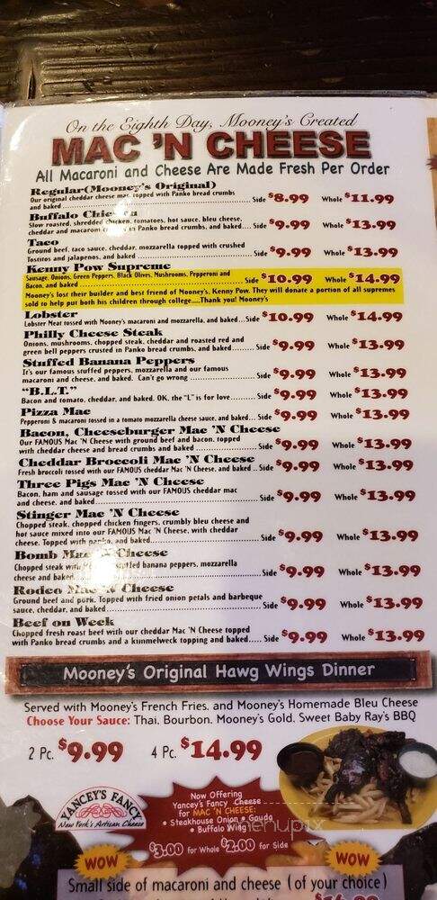 Mooney's Sports Bar & Grill - Horseheads, NY menu_pic