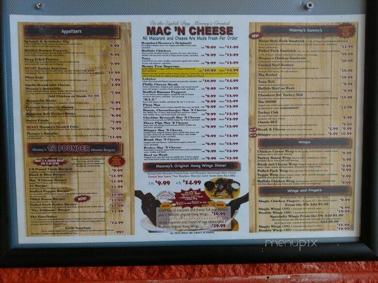 Mooney's Sports Bar & Grill - Horseheads, NY menu_pic