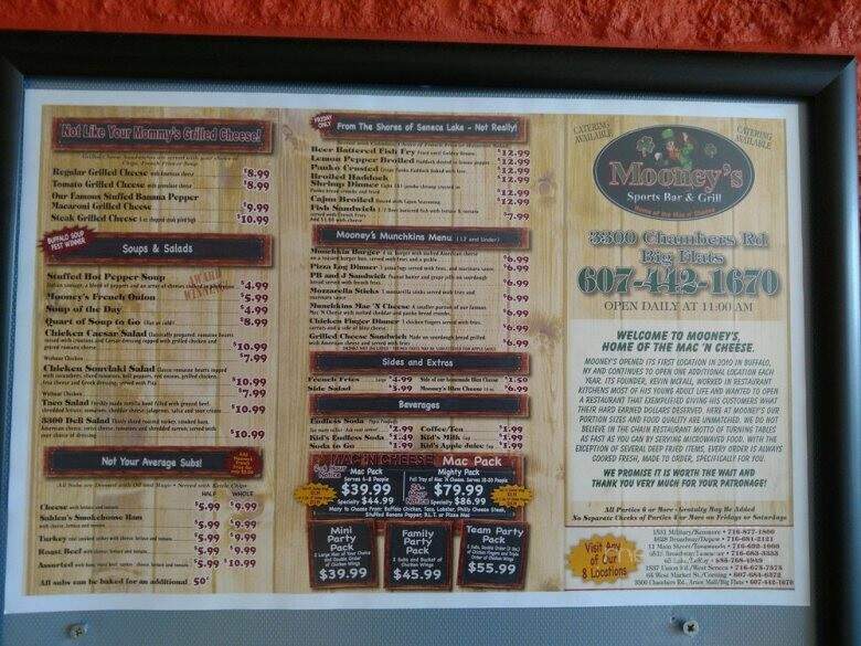 Mooney's Sports Bar & Grill - Horseheads, NY menu_pic