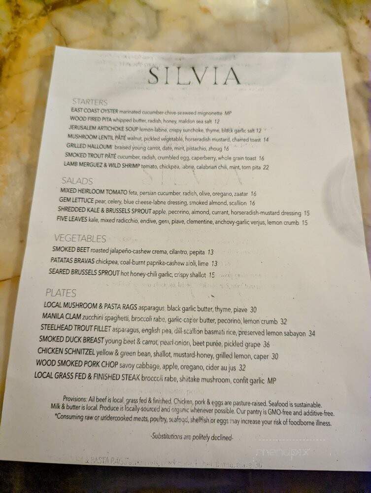 Silvia - Woodstock, NY menu_pic