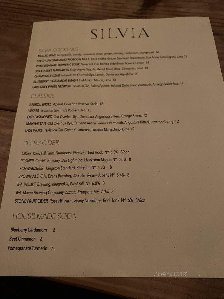 Silvia - Woodstock, NY menu_pic