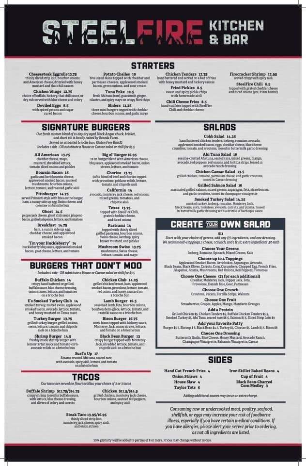 SteelFire Kitchen & Bar - Fulton, MD menu_pic