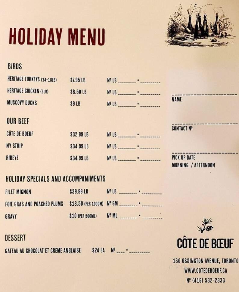 Cote de Boeuf - Toronto, ON menu_pic