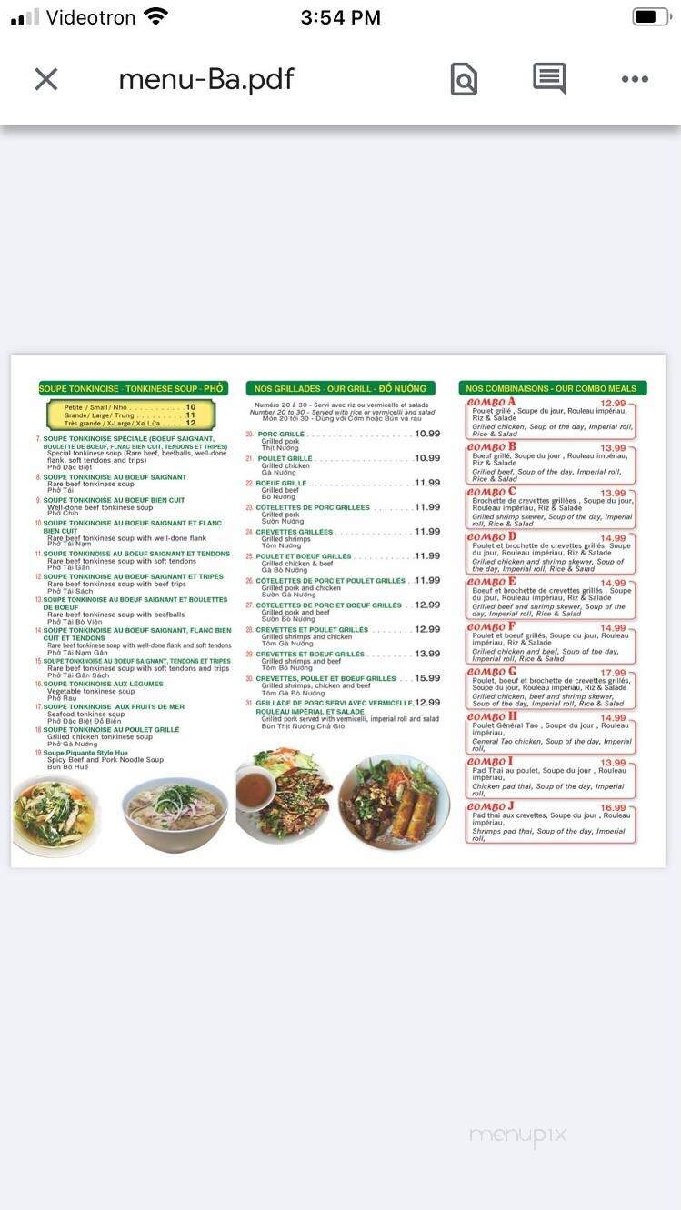 Pho Khanh Hoa - Saint-Leonard, QC menu_pic
