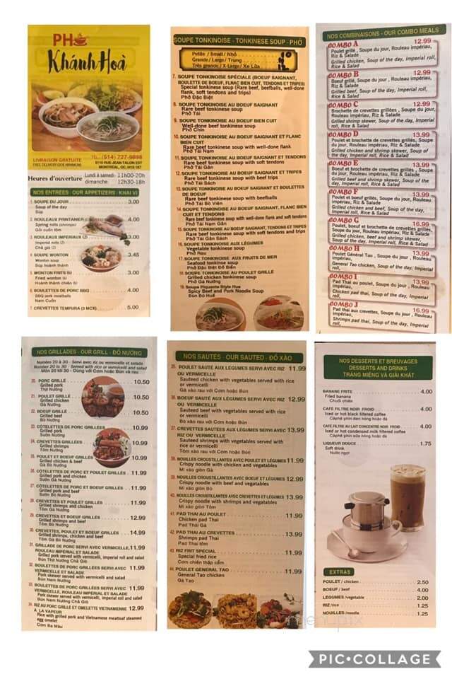 Pho Khanh Hoa - Saint-Leonard, QC menu_pic