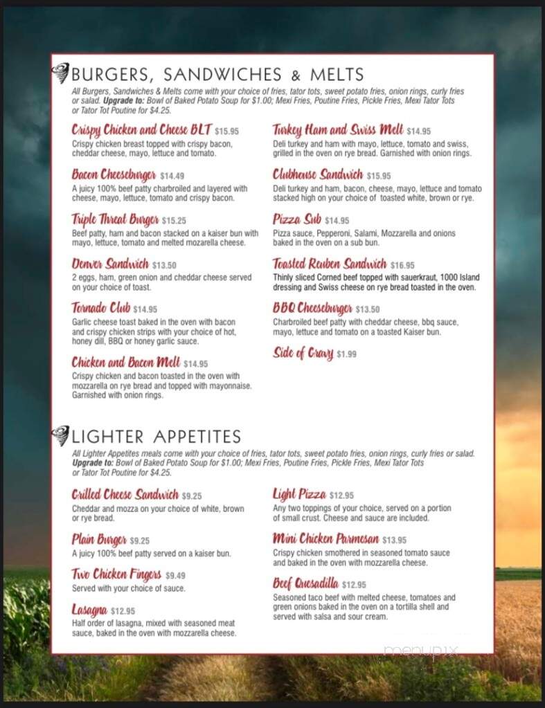 Tornado's Restaurant & Lounge - Portage La Prairie, MB menu_pic