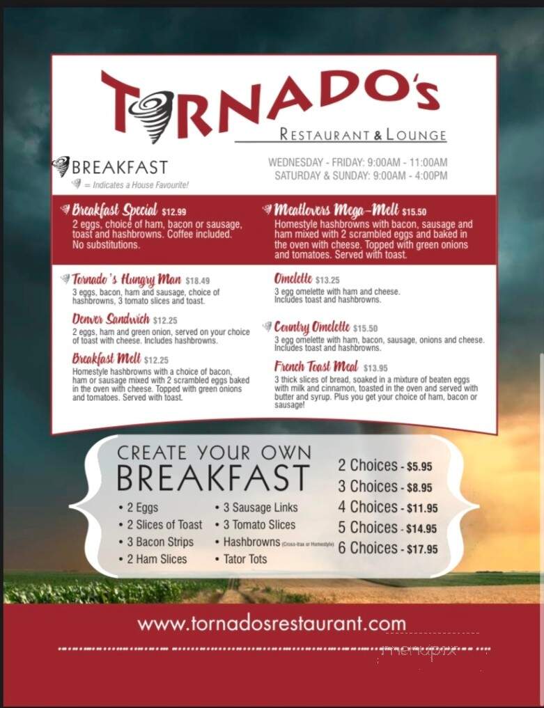 Tornado's Restaurant & Lounge - Portage La Prairie, MB menu_pic