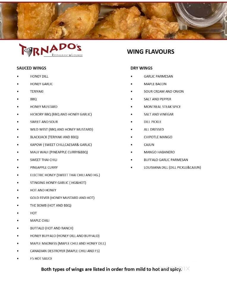 Tornado's Restaurant & Lounge - Portage La Prairie, MB menu_pic