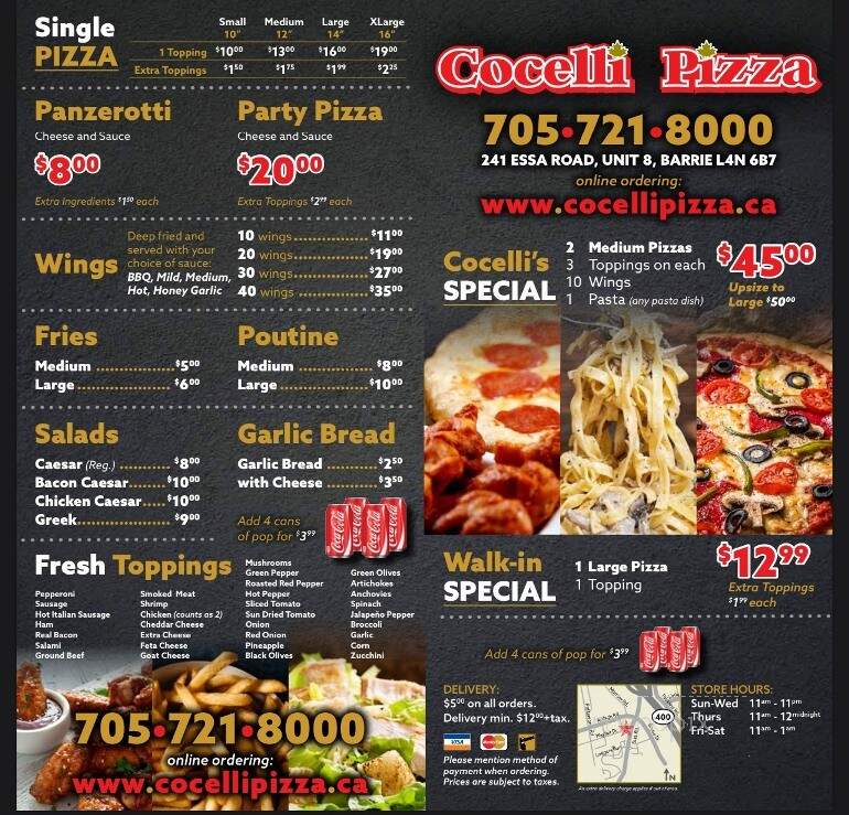 Cocelli Pizza - Barrie, ON menu_pic
