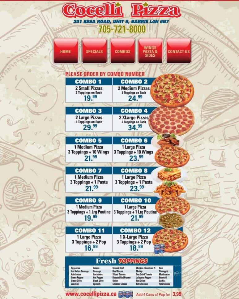 Cocelli Pizza - Barrie, ON menu_pic