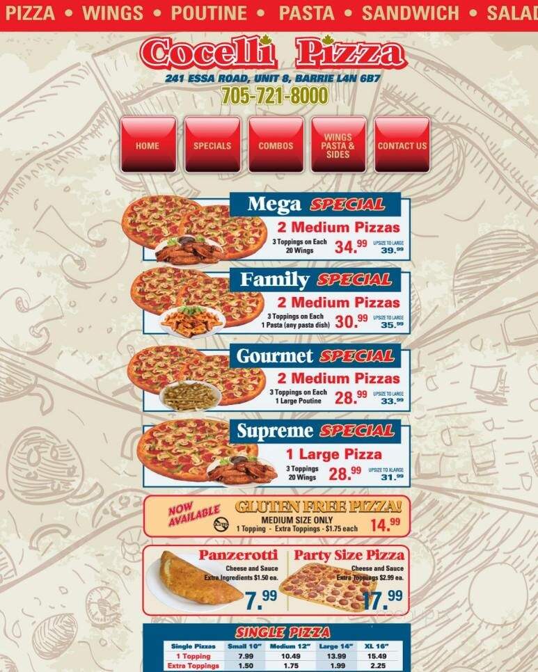 Cocelli Pizza - Barrie, ON menu_pic