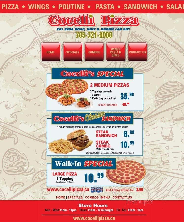 Cocelli Pizza - Barrie, ON menu_pic